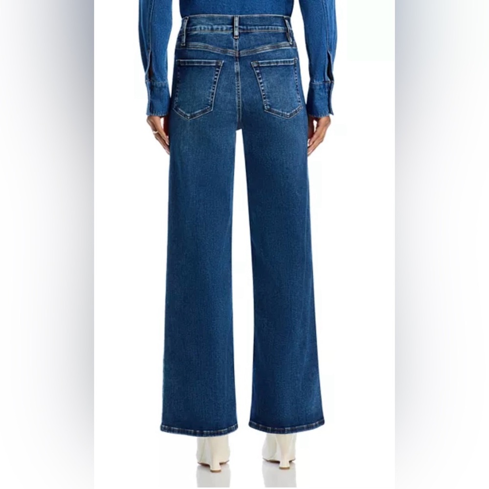 Frame Denim Le Slim Palazzo High Rise Wide Leg Dark Wash Jeans in Skywalk 25 - Picture 3 of 15